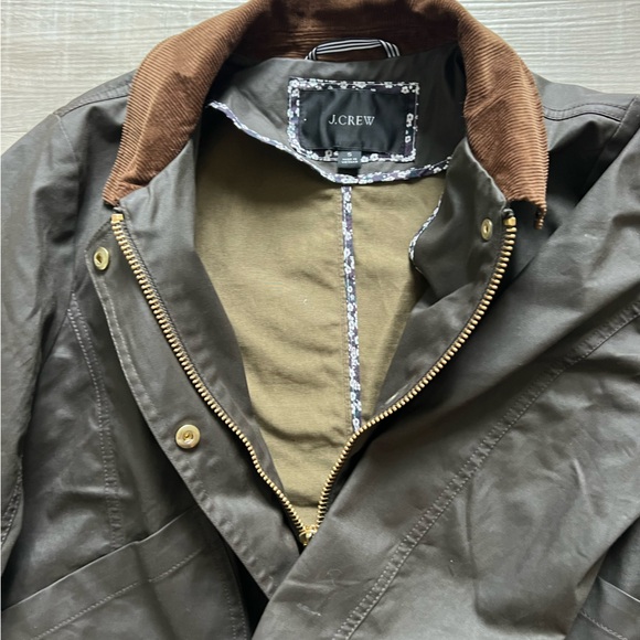 J. Crew Olive Jacket with Floral Collar - Picture 4 of 5